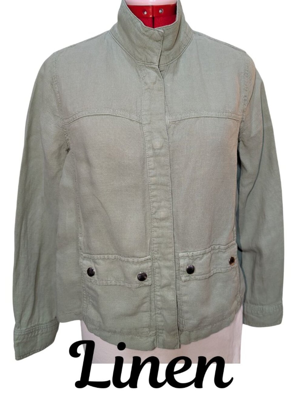 Christian Siriano Linen Blend Jacket – Snap Button Utility Style